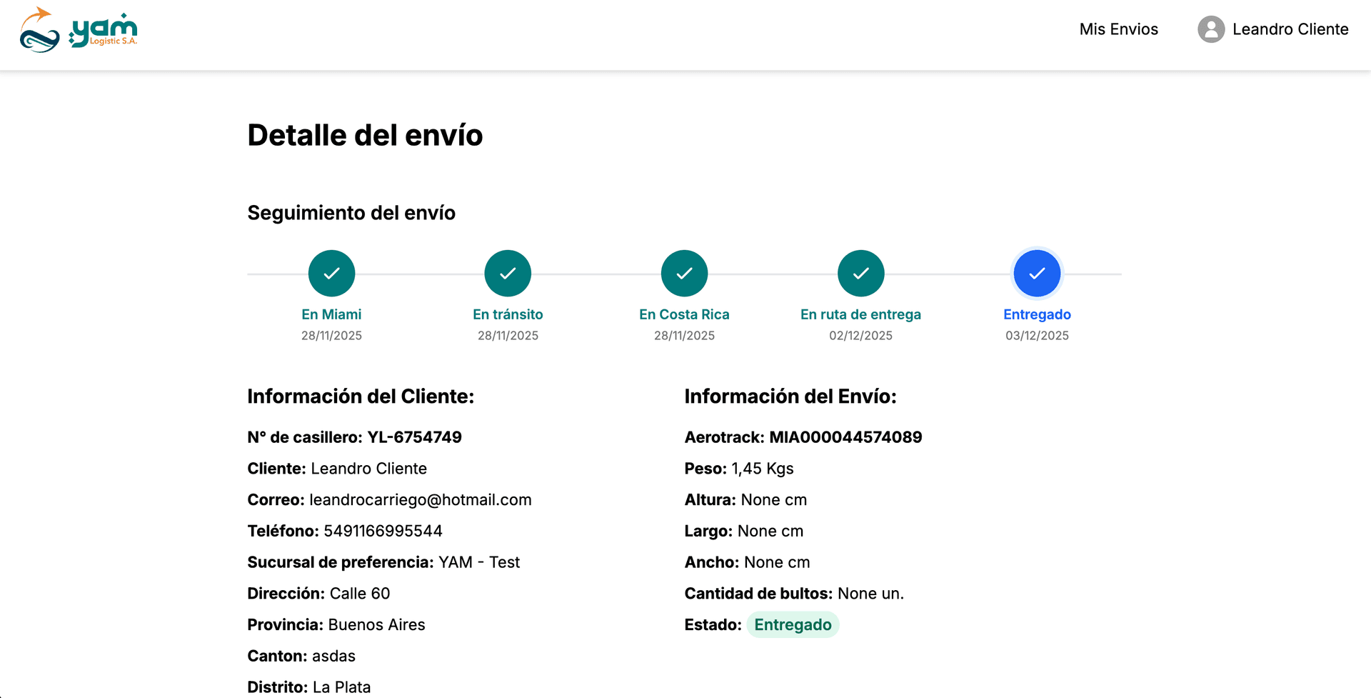 Sistema de tracking y gestión de envíos