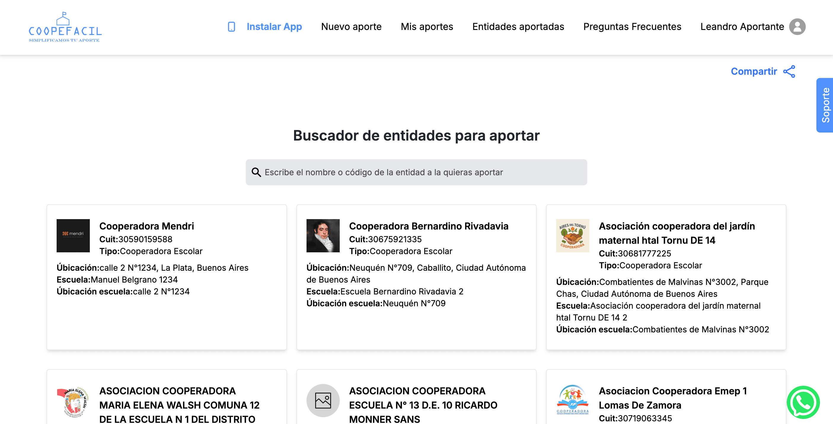 SaaS de gestión para cooperadoras escolares - Entidades de clientes