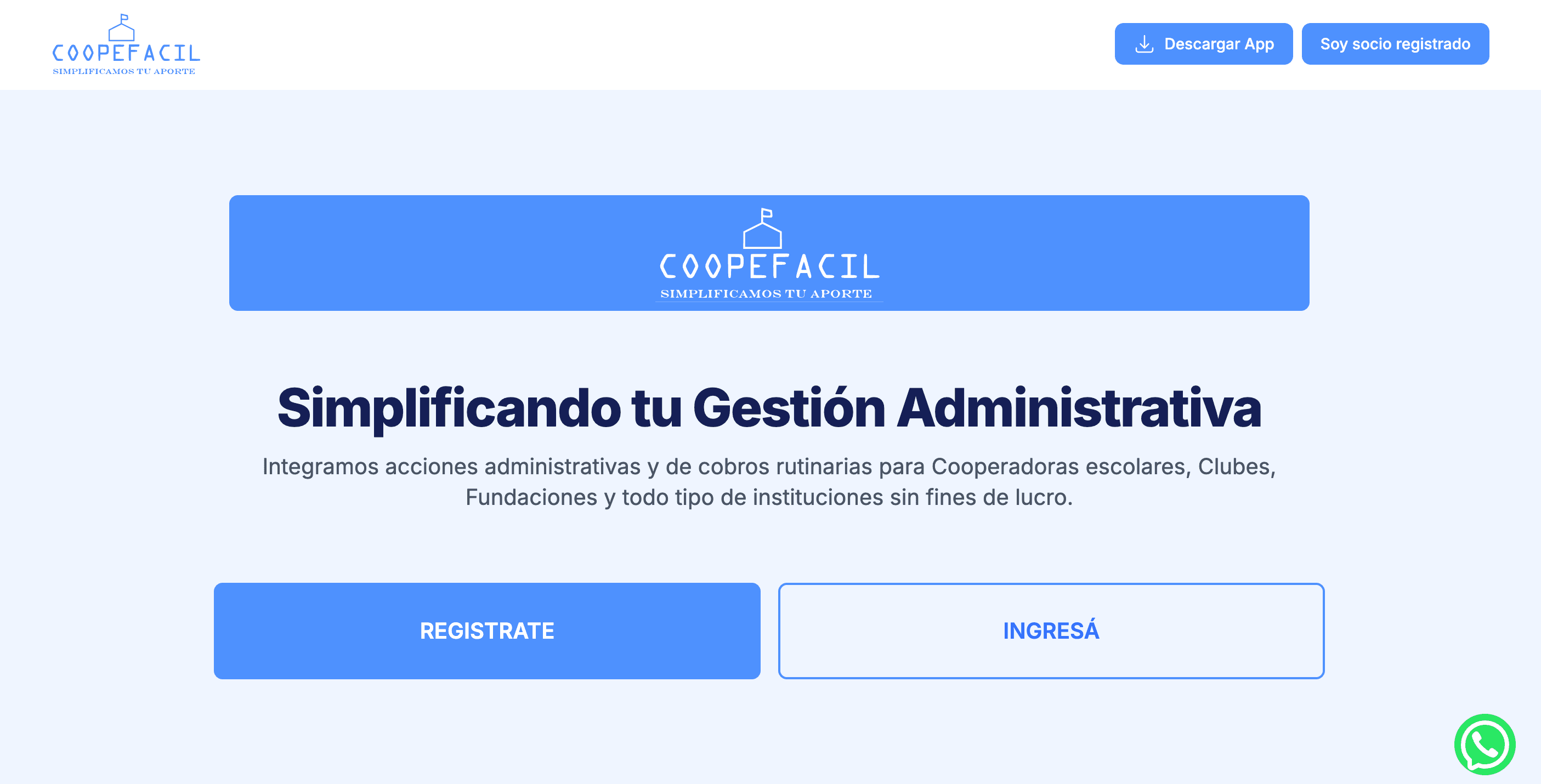 SaaS de gestión para cooperadoras escolares - Landing page
